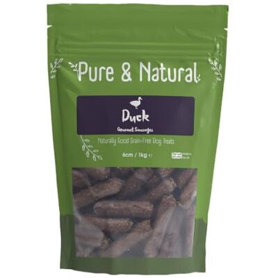 Pure Duck Dog Sausages 1kg 6cm High-Protein Grain-Free Meat Treats for Training & Rewards Delicious Natural Hypoallergenic Snack Made in Britain Pure Duck Dog Sausages 1kg 6cm High-Protein Grain-Free Meat Treats for Training & Rewards Delicious Natural Hypoallergenic Snack Made in Britain