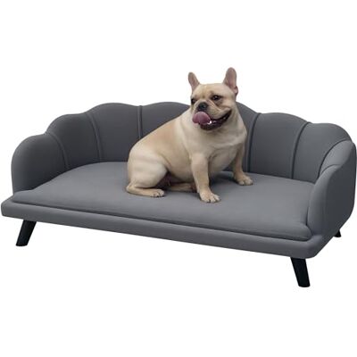 PawHut Dog Sofa for Large Dogs, Shell Shaped Pet Dog Couch Bed, Grey PawHut Dog Sofa for Large Dogs, Shell Shaped Pet Dog Couch Bed, Grey