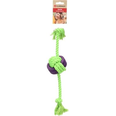 Flamingo TOY GROPA TUG ROPE + RUBBER BALL GREEN/PURPLE L 40x8,6x8CM Flamingo TOY GROPA TUG ROPE + RUBBER BALL GREEN/PURPLE L 40x8,6x8CM