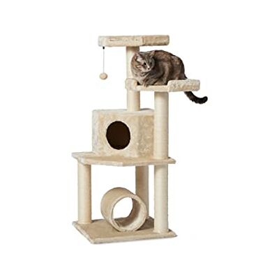 Amazon Basics Cat Tree Tower with Tunnel And Scratching Post 19 x 19 x 43 Inches, XL, Beige Amazon Basics Cat Tree Tower with Tunnel And Scratching Post 19 x 19 x 43 Inches, XL, Beige