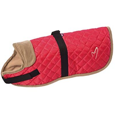 Gor Pets Edinburgh Wax Dog Coat 41cm (20 in) Red Water Resistant, Fleece Lined, Adjustable Fit Country Style Gor Pets Edinburgh Wax Dog Coat 41cm (20 in) Red Water Resistant, Fleece Lined, Adjustable Fit Country Style