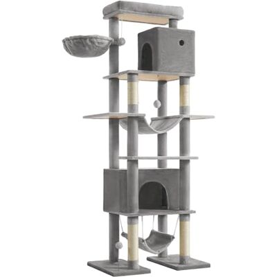 Feandrea XXL Cat Tower 201 cm Tall, 4 Scratching Posts, 2 Hammocks, 2 Cat Caves, Light Grey Feandrea XXL Cat Tower 201 cm Tall, 4 Scratching Posts, 2 Hammocks, 2 Cat Caves, Light Grey