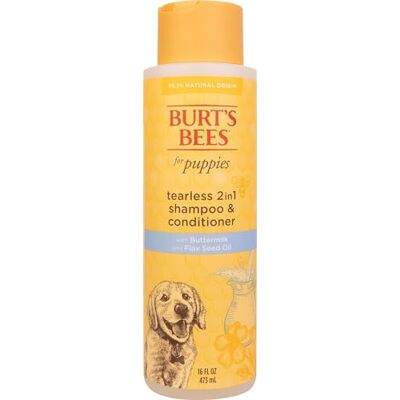 Burts Bees Tearless 2 in 1 Shampoo and Conditioner for Puppies with Buttermilk & Linseed Oil, 473ml, white Burts Bees Tearless 2 in 1 Shampoo and Conditioner for Puppies with Buttermilk & Linseed Oil, 473ml, white