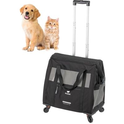 Ferplast Dog Carrier VOYAGER, Cat Carrier, Pet Carrier, Extendable Handle, Adjustable Straps, Wide Opening, Removable Wheels, Max 15 kg, 46 x 26 x 48H cm, Black Ferplast Dog Carrier VOYAGER, Cat Carrier, Pet Carrier, Extendable Handle, Adjustable Straps, Wide Opening, Removable Wheels, Max 15 kg, 46 x 26 x 48H cm, Black