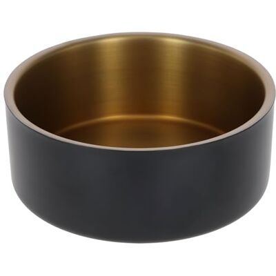 Kerbl Pet Golden Stainless Steel Bowl for Dogs and Cats, Stainless Steel, Temperature Regulating, Non-Slip, Dishwasher Safe, Black/Gold, 8.2 cm Kerbl Pet Golden Stainless Steel Bowl for Dogs and Cats, Stainless Steel, Temperature Regulating, Non-Slip, Dishwasher Safe, Black/Gold, 8.2 cm