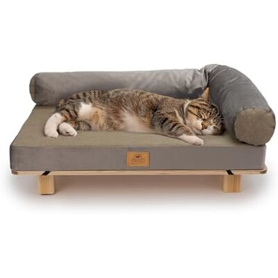 Ferplast FSC® Certified Wooden Cat and Dog Bed with Soft Cushion, Style, Comfort and Durability, 63 x 40 xh 24 cm. Ferplast FSC® Certified Wooden Cat and Dog Bed with Soft Cushion, Style, Comfort and Durability, 63 x 40 xh 24 cm.