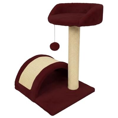 Wintem Scratching Post for Cats 50 cm with Padded Platform and Natural Sisal Arch, Space-Saving Compact Tree with Hanging Ball, Ideal for Cat Play and Relax (Bordeaux) Wintem Scratching Post for Cats 50 cm with Padded Platform and Natural Sisal Arch, Space-Saving Compact Tree with Hanging Ball, Ideal for Cat Play and Relax (Bordeaux)