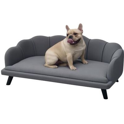 PawHut Dog Sofa for Large Dogs, Shell Shaped Pet Dog Couch Bed, Grey with Legs, Cushion, Washable Cover PawHut Dog Sofa for Large Dogs, Shell Shaped Pet Dog Couch Bed, Grey with Legs, Cushion, Washable Cover