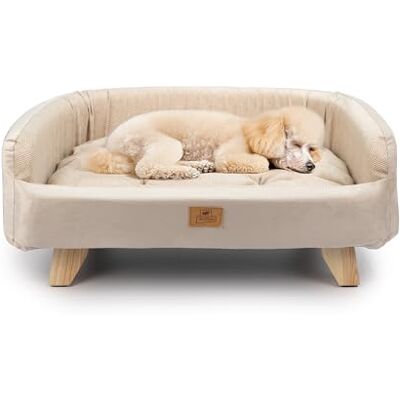 Ferplast FSC® Certified Wooden Cat and Dog Bed with Soft Cushion, Style, Comfort and Durability, 82 x 55 xh 31 cm. Ferplast FSC® Certified Wooden Cat and Dog Bed with Soft Cushion, Style, Comfort and Durability, 82 x 55 xh 31 cm.