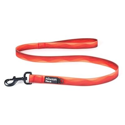 Mountain Paws Waterproof Nylon Dog Lead, 1.15m Heavy Duty Long Leash, Soft PVC Grip, Anti-Odour and Wipe Clean, Orange Mountain Paws Waterproof Nylon Dog Lead, 1.15m Heavy Duty Long Leash, Soft PVC Grip, Anti-Odour and Wipe Clean, Orange