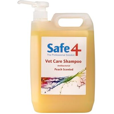 Safe4 Vet Care Animal Shampoo (Peach) 5L – Antimicrobial & Antifungal Professional **pH Neutral**, High-Gloss Shine & Gentle Cleansing Safe4 Vet Care Animal Shampoo (Peach) 5L – Antimicrobial & Antifungal Professional **pH Neutral**, High-Gloss Shine & Gentle Cleansing