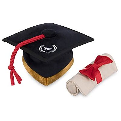 P.L.A.Y. Dog Plush Toy – Back to School Graduation Hat & Scroll or Hat & Badge – Durable, Handmade, Machine Washable, Eco-Friendly Fill, Fun Squeaky Toy for Small to Medium Dogs P.L.A.Y. Dog Plush Toy – Back to School Graduation Hat & Scroll or Hat & Badge – Durable, Handmade, Machine Washable, Eco-Friendly Fill, Fun Squeaky Toy for Small to Medium Dogs