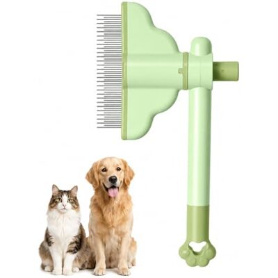 JADUFHU Flea Comb for Cats Dogs,Self Cleaning with Release Button,Green JADUFHU Flea Comb for Cats Dogs,Self Cleaning with Release Button,Green