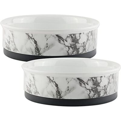 Bone Dry Pet Bowl Collection Ceramic Set, Small, Marble, 2 Count White Bone Dry Pet Bowl Collection Ceramic Set, Small, Marble, 2 Count White