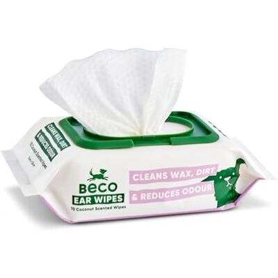 Beco Dog Ear Cleaner Wipes 1 Pack of 70, For Ear Wax & Dirt, Gentle Plant-Based Pet Grooming Wipes, Coconut Scented Beco Dog Ear Cleaner Wipes 1 Pack of 70, For Ear Wax & Dirt, Gentle Plant-Based Pet Grooming Wipes, Coconut Scented