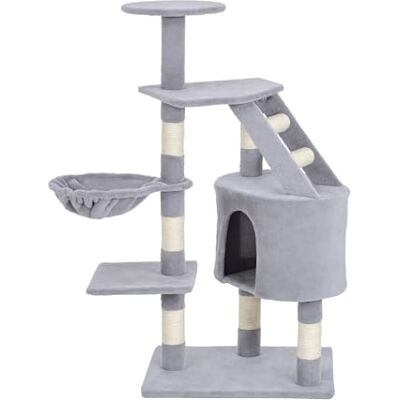 PawHut Cat Tree for Indoor Cats Climb Activity Center Play House 125cm Grey PawHut Cat Tree for Indoor Cats Climb Activity Center Play House 125cm Grey