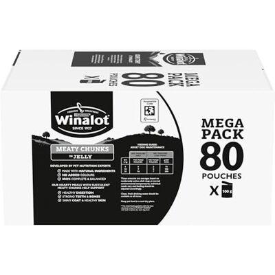 Winalot Meaty Chunks Mixed in Jelly Wet Dog Food 80x100g Winalot Meaty Chunks Mixed in Jelly Wet Dog Food 80x100g