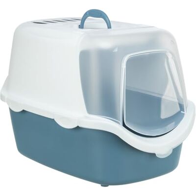 Trixie Vico Open Top with bonnet and cat flap, 40 x 40 x 56 cm, blue/white, activated charcoal filter, easy cleaning, incl. scoop and holder Trixie Vico Open Top with bonnet and cat flap, 40 x 40 x 56 cm, blue/white, activated charcoal filter, easy cleaning, incl. scoop and holder