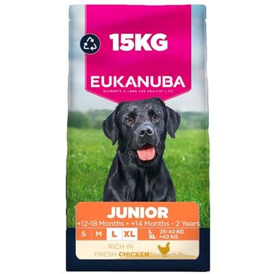 Eukanuba Fresh Chicken Complete Dry Junior Puppy Food For Large & Giant Breed Dogs 15KG Eukanuba Fresh Chicken Complete Dry Junior Puppy Food For Large & Giant Breed Dogs 15KG
