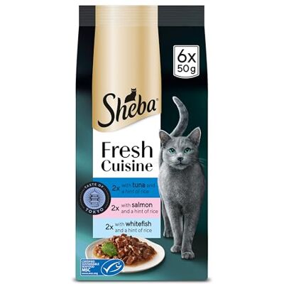 Sheba Fresh Cuisine Taste of Tokyo Cat Pouches with Salmon and Tuna in Gravy 8x 6x50 g – Gourmet Wet Cat Food with Tuna and Salmon Sheba Fresh Cuisine Taste of Tokyo Cat Pouches with Salmon and Tuna in Gravy 8x 6x50 g – Gourmet Wet Cat Food with Tuna and Salmon