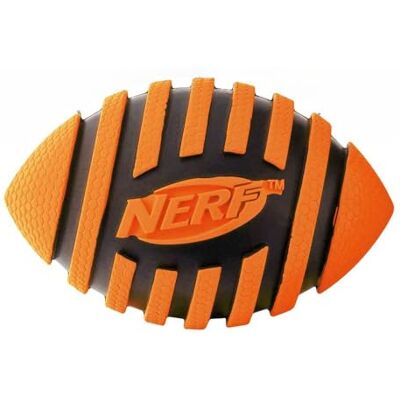 Nerf Dog Rubber Football Dog Toy with Spiral Squeaker, Lightweight, Durable and Water Resistant, 5 Inch Diameter for Medium/Large Breeds, Single Unit, Orange (8915) Nerf Dog Rubber Football Dog Toy with Spiral Squeaker, Lightweight, Durable and Water Resistant, 5 Inch Diameter for Medium/Large Breeds, Single Unit, Orange (8915)