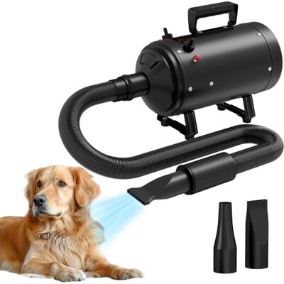 PawHut 2200W Dog Hair Dryer with Adjustable Temperature & Velocity, Black Adjustable Temperature & Velocity, Professional Low Noise Dog Blaster, 3 Different Nozzles PawHut 2200W Dog Hair Dryer with Adjustable Temperature & Velocity, Black Adjustable Temperature & Velocity, Professional Low Noise Dog Blaster, 3 Different Nozzles