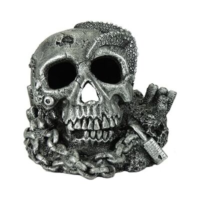 CLASSIC Silver Skull Aquarium Fish Tank Ornament 190x180x140mm CLASSIC Silver Skull Aquarium Fish Tank Ornament 190x180x140mm