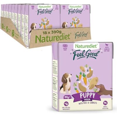 Naturediet Feel Good Wet Dog Food, Natural and Nutritionally Balanced, Puppy, 390g (Pack of 18) Naturediet Feel Good Wet Dog Food, Natural and Nutritionally Balanced, Puppy, 390g (Pack of 18)