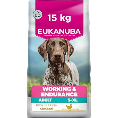 Eukanuba Working & Endurance for Pregnant and Lactating Dogs Complete Dry Dog Food for Adult Dogs with Fresh Chicken, 15kg Eukanuba Working & Endurance for Pregnant and Lactating Dogs Complete Dry Dog Food for Adult Dogs with Fresh Chicken, 15kg