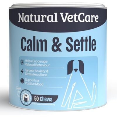 Natural VetCare CALM & SETTLE Soft Chews for Dogs 225g Calming Support Calming Supplement, Reduce Anxiety & Lower Stress Hormones, Supports Relaxation, Mood Balance & Whole-Dog Wellness Natural VetCare CALM & SETTLE Soft Chews for Dogs 225g Calming Support Calming Supplement, Reduce Anxiety & Lower Stress Hormones, Supports Relaxation, Mood Balance & Whole-Dog Wellness