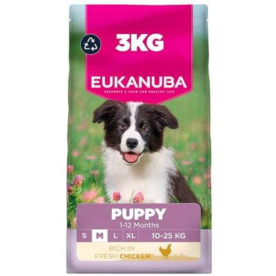 Eukanuba Fresh Chicken Complete Dry Puppy Food For Medium Breed Dogs 3KG Eukanuba Fresh Chicken Complete Dry Puppy Food For Medium Breed Dogs 3KG