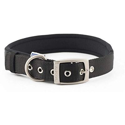 Ancol Heritage Nylon Padded Dog Collar Black Strong Durable Weatherproof Neoprene Air Cushion Comfortable Neckband Pet Puppy Walking Accessory Size XL Ancol Heritage Nylon Padded Dog Collar Black Strong Durable Weatherproof Neoprene Air Cushion Comfortable Neckband Pet Puppy Walking Accessory Size XL