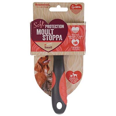 Rosewood Soft Protection Moult Stoppa, Professional Grooming Brush for Dogs & Cats, Small Rosewood Soft Protection Moult Stoppa, Professional Grooming Brush for Dogs & Cats, Small
