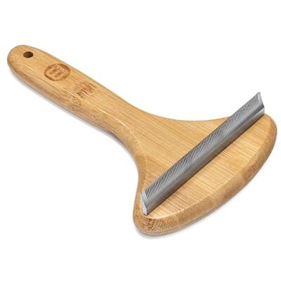 Mikki Bamboo Moult Master De-Shedding Blade For Dog & Cat Grooming, Shedding & Undercoat, Safely Removes Loose Hair, With Anti-Rust Stainless Steel Teeth, Large Mikki Bamboo Moult Master De-Shedding Blade For Dog & Cat Grooming, Shedding & Undercoat, Safely Removes Loose Hair, With Anti-Rust Stainless Steel Teeth, Large