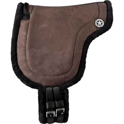 PFIFF 103004 Bareback Riding Mat without Headband Velour Leather and Faux Fur with Saddle Strap Brown PFIFF 103004 Bareback Riding Mat without Headband Velour Leather and Faux Fur with Saddle Strap Brown