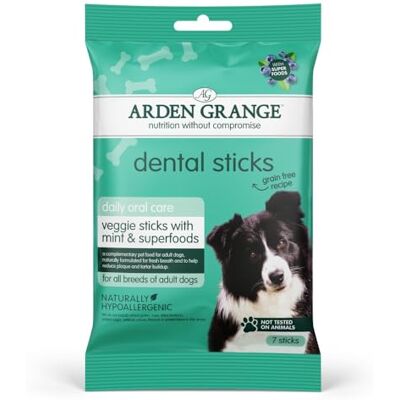 Arden Grange Dental Sticks with Mint & Superfoods 8 x 180 g Grain Free Dental Chews with Mint Oil, Antioxidants and Tartar-Reducing Minerals Naturally Hypoallergenic Made in England Arden Grange Dental Sticks with Mint & Superfoods 8 x 180 g Grain Free Dental Chews with Mint Oil, Antioxidants and Tartar-Reducing Minerals Naturally Hypoallergenic Made in England