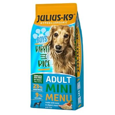 Julius-K9 Adult Hypoallergenic Dry Dog Food with Rabbit & Rice 1 kg – Complete Balanced Nutrition for Adult Male Dogs – Chicken-free, High Protein, Skin &Coat protection For Small and Medium Dogs Julius-K9 Adult Hypoallergenic Dry Dog Food with Rabbit & Rice 1 kg – Complete Balanced Nutrition for Adult Male Dogs – Chicken-free, High Protein, Skin &Coat protection For Small and Medium Dogs