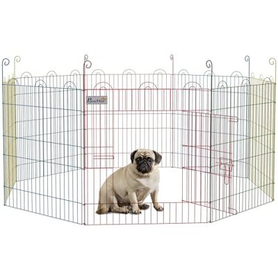 PawHut Pet Playpen Dog Puppy Crate Kennel w/ Door, 60H x Φ156cm - Pet Playpen PawHut Pet Playpen Dog Puppy Crate Kennel w/ Door, 60H x Φ156cm - Pet Playpen