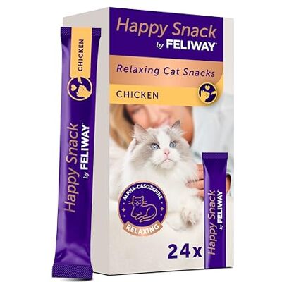 Feliway Happy Snack by Delicious Calming Creamy Cat Treats, 24 snack sticks Helps cats feel calmer and promotes bonding Feliway Happy Snack by Delicious Calming Creamy Cat Treats, 24 snack sticks Helps cats feel calmer and promotes bonding