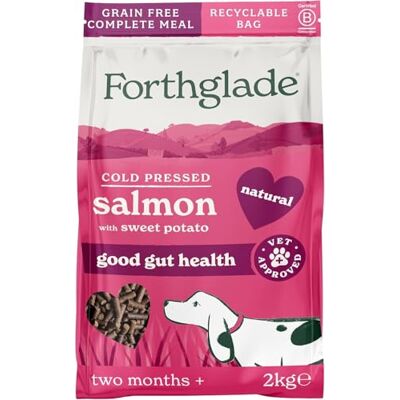 Forthglade Dry Dog Food, Cold Pressed (2kg), Hypoallergenic and Grain Free Dog Food, Salmon & Vegetables, Natural Senior, Adult and Puppy Meal, Vet Approved For Good Gut Health Forthglade Dry Dog Food, Cold Pressed (2kg), Hypoallergenic and Grain Free Dog Food, Salmon & Vegetables, Natural Senior, Adult and Puppy Meal, Vet Approved For Good Gut Health