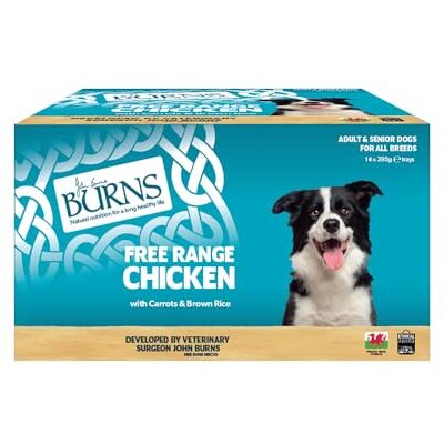 Burns Pet Natural Nutrition Adult and Senior Wet Dog Food Free Range Chicken, Carrots and Wholegrain Brown Rice 16 x 395g Burns Pet Natural Nutrition Adult and Senior Wet Dog Food Free Range Chicken, Carrots and Wholegrain Brown Rice 16 x 395g