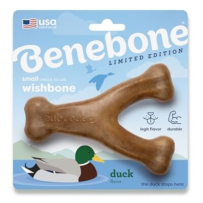 Benebone Wishbone Durable Dog Chew Toy for Aggressive Chewers, Duck, Made in USA, Small Benebone Wishbone Durable Dog Chew Toy for Aggressive Chewers, Duck, Made in USA, Small
