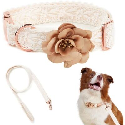 HQREA Lace Dog Collar Set Fashion Flowers Puppy Cat Dog Collar Art Embroidered Dog Collar Personalized Premium Dog Collar with Metal Clasp Leash Adjustable for Small Medium Large Dogs (Small) HQREA Lace Dog Collar Set Fashion Flowers Puppy Cat Dog Collar Art Embroidered Dog Collar Personalized Premium Dog Collar with Metal Clasp Leash Adjustable for Small Medium Large Dogs (Small)
