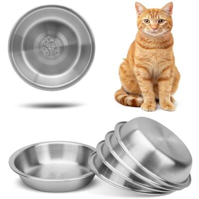 ARGCONNER 6 Pcs Stainless Steel Cat Bowls, Metal Cat Bowls Whisker Friendly, 5.5Inch Shallow Wide Cat Food Dishes, Replacement Basic Cat Plates ARGCONNER 6 Pcs Stainless Steel Cat Bowls, Metal Cat Bowls Whisker Friendly, 5.5Inch Shallow Wide Cat Food Dishes, Replacement Basic Cat Plates