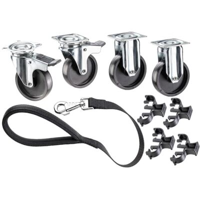 Ferplast Dog Carrier Wheels, Clipper Set of 4, Swivel with Brake & Fixed, Grey, Metal, Clip Mount, 20mm, 20kg, 1 Count Ferplast Dog Carrier Wheels, Clipper Set of 4, Swivel with Brake & Fixed, Grey, Metal, Clip Mount, 20mm, 20kg, 1 Count