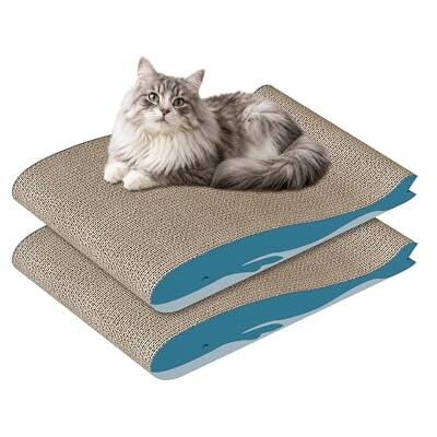 Dogat Cat Scratching Board 2PCS, Large Extra-wide Cat Scratcher Cardboard for Indoor Cats, Curved Double-Sided Usable Cats Scratching Mat for Kitty Resting & Playing 42x30x6.5cm Dogat Cat Scratching Board 2PCS, Large Extra-wide Cat Scratcher Cardboard for Indoor Cats, Curved Double-Sided Usable Cats Scratching Mat for Kitty Resting & Playing 42x30x6.5cm