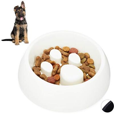 Relaxdays Foraging Feeding Bowl for Slow Eating, Cats & Dogs, Bloat Stop Dish, Dishwasher-Safe, White Relaxdays Foraging Feeding Bowl for Slow Eating, Cats & Dogs, Bloat Stop Dish, Dishwasher-Safe, White