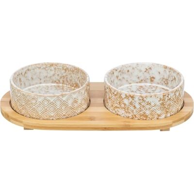 TRIXIE dog bowl set 27 fl oz ceramic/bamboo – practical feeding bowl for small and medium-sized dogs, ø 6.3 inches, sturdy and dishwasher safe – 24829 TRIXIE dog bowl set 27 fl oz ceramic/bamboo – practical feeding bowl for small and medium-sized dogs, ø 6.3 inches, sturdy and dishwasher safe – 24829