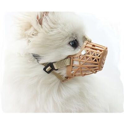 ACFELT Classic Basket Dog Muzzle Dog can Pant and Drink,Breathable Adjustable Padded Muzzle for Small Medium Large Dogs,Prevents Biting Barking and Chewing (Brown, 1#XXS) ACFELT Classic Basket Dog Muzzle Dog can Pant and Drink,Breathable Adjustable Padded Muzzle for Small Medium Large Dogs,Prevents Biting Barking and Chewing (Brown, 1#XXS)