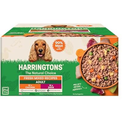 HARRINGTONS Complete Wet Tray Grain Free Hypoallergenic Adult Dog Food Mixed Pack 24x150g Chicken & Duck Made with All Natural Ingredients HARRINGTONS Complete Wet Tray Grain Free Hypoallergenic Adult Dog Food Mixed Pack 24x150g Chicken & Duck Made with All Natural Ingredients